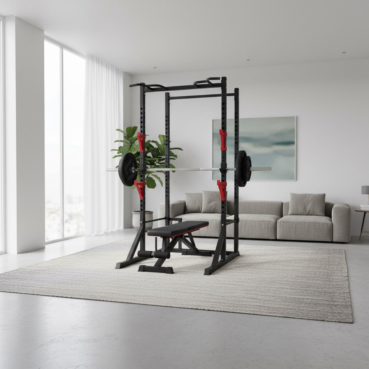 Adjustable Power Rack with Pul - đánh giá và giá Pull Up Bar
